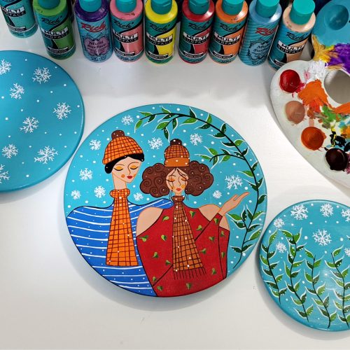 نقاشی روی سفال و چوب