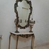 آیینه و کنسول و شمعدان برنز با سنگ مرمر