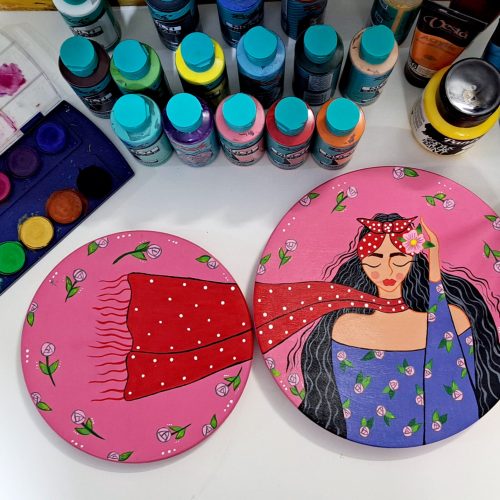 نقاشی روی سفال و چوب