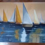 تابلو مدرن رنگ روغن طرح قایق