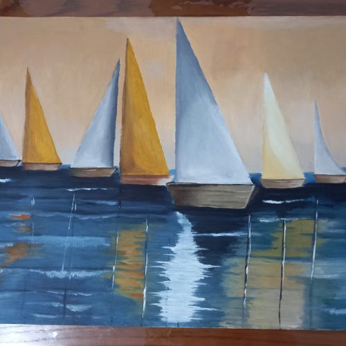 تابلو مدرن رنگ روغن طرح قایق