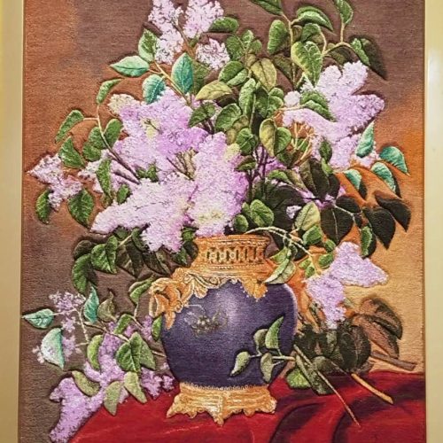 تابلو فرش طرح گل و گلدان