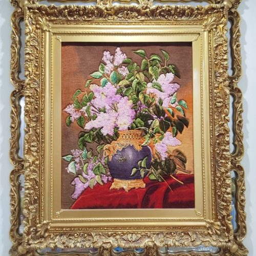 تابلو فرش طرح گل و گلدان