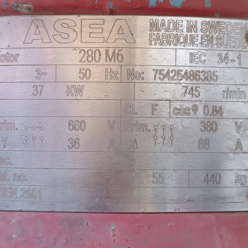 الکتروموتور مارک ASEA سوئد 50اسبی700دور برق نخورده
