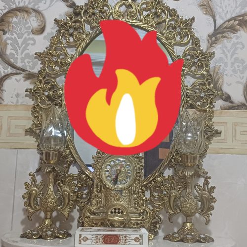 اینه شعمدونی . گلدون .پایه سماور برنز