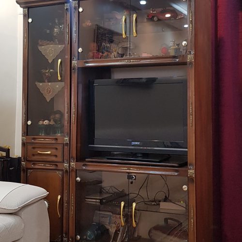 بوفه و ویترین چوبی 3 تکه با قابلیت گذاشتن تلویزیون