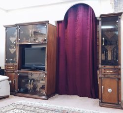 بوفه و ویترین چوبی 3 تکه با قابلیت گذاشتن تلویزیون