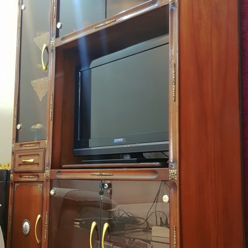 بوفه و ویترین چوبی 3 تکه با قابلیت گذاشتن تلویزیون