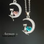 گردنبند ماه و گربه فول نگین