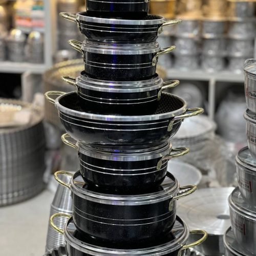 سرویس 14 پارچه قابلمه و تابه پروفا(طلایی زنبوری)