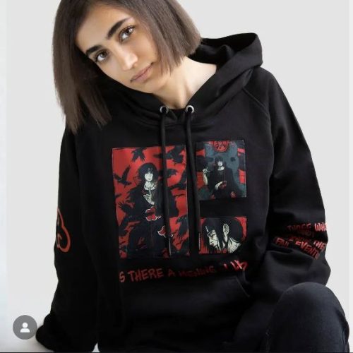 هودی ضخیم چهار فصل داخل کرکی انیمه ای از برند سیاه