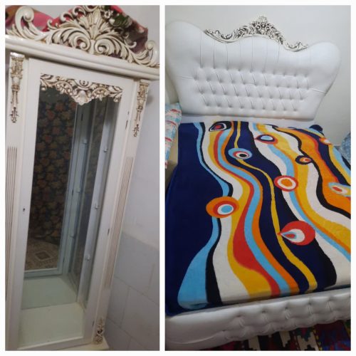 تخت خواب دو نفره همراه با تشک   و بوفه چهار طبقه