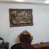 مبلمان نه نفره استیل و میز غذا خوری هشت نفره با میز عسلی ها کاملا سالم بهمراه ساعت استیل ایستاده و تابلو شام اخر و پرده چهار متری