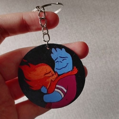 صندوقچه،آینه دستی و جاسوییچی چوبی نقاشی شده با طرح دلخواه