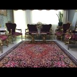 مبلمان 7 نفره با دو عسلی و میز وسط ورق طلا با رویه مخمل