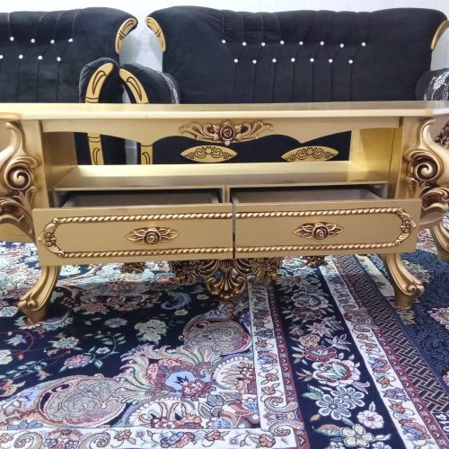 میزتلپزیون چوبی رنگ طلایی