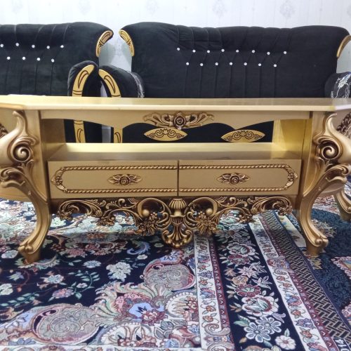 میزتلپزیون چوبی رنگ طلایی