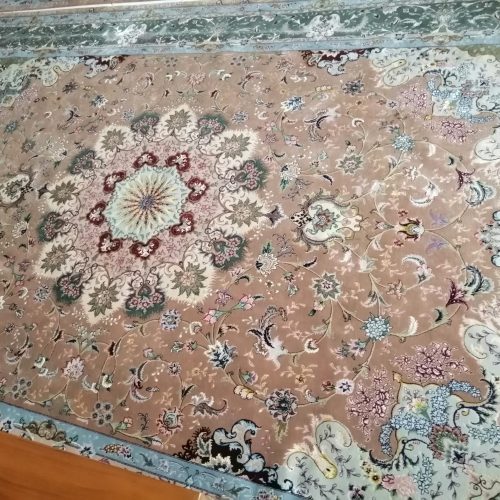 فرش جفت 9متری تبریز ریشه ابریشم 60رج