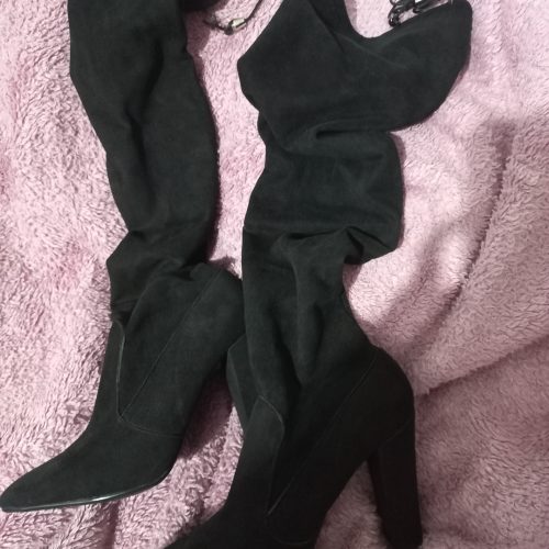 بوت جورابی مخمل پاشنه کلفت 10سانت سایز39