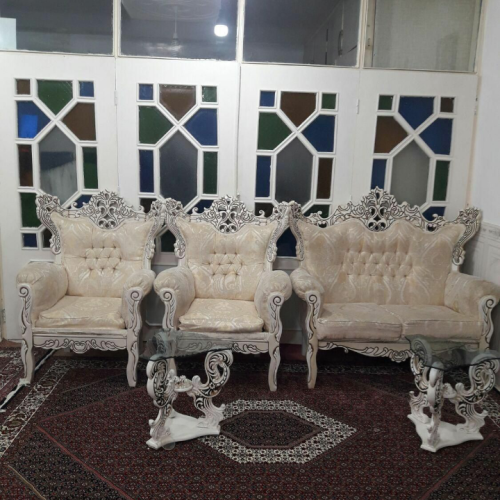 مبل سلطنتی هفت نفره رنگ شیری