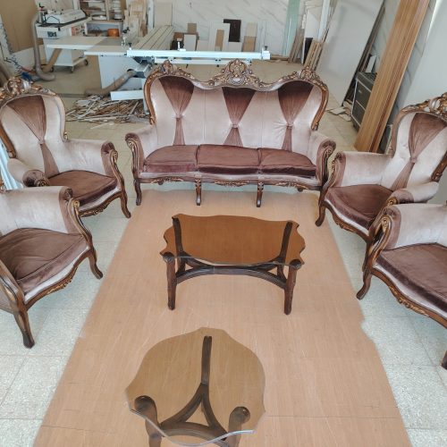 مبل 7 نفره چوب راش پارچه خارجی کم کار