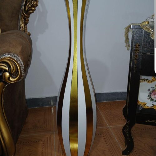 گلدان سفید طلایی چوبی