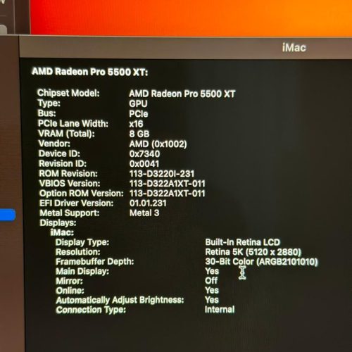 ایمگ اپل 27 اینچ 2020 8 گفت گرافیک پرو 5500XT