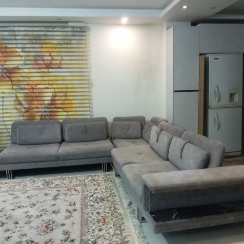 مبل 6 نفره استیل و سنگ به همراه میز وسط و میز ناهار خوری و میز تلویزیون