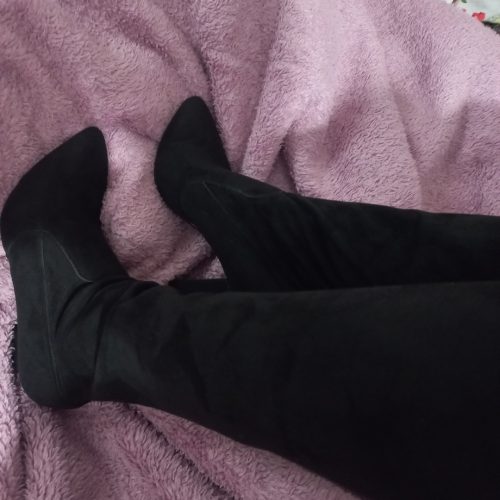 بوت جورابی مخمل پاشنه کلفت 10سانت سایز39