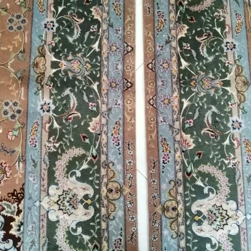 فرش جفت 9متری تبریز ریشه ابریشم 60رج