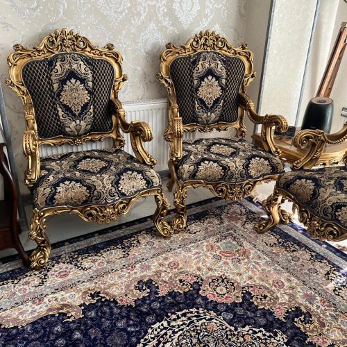 مبلمان 10 نفره همراه شزلون و ناهارخوری 8 نفره و ویترین
