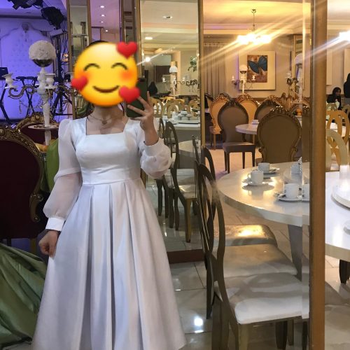 پیراهن مجلسی  جنس(ساتن امریکایی) و استین (حریر سیدان)