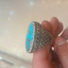 انگشتر نقره بسیار زیبا با نگین فیروزه اصل نیشابور