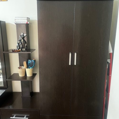 تخت دونفره تمام ام دی اف با کمد دو در و میز آرایشی همراه ایینه