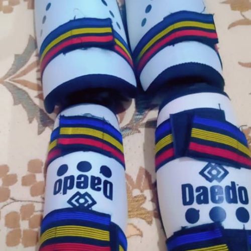 ست کامل ورزشی تکواندو هگو روپایی دستکش ساق بند کاپ کش ابدا کش لوپ