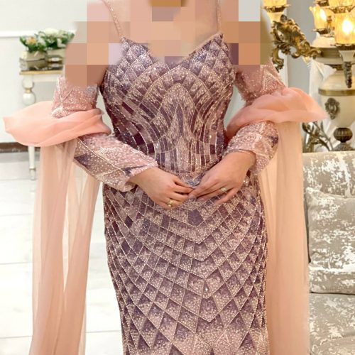 لباس مجلسی تمام کریستال و سنگ دوزی شده