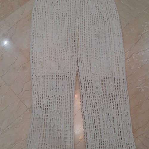 ست تاپ و شلوار مکرومه ترک 36 38 40 کشی سفید