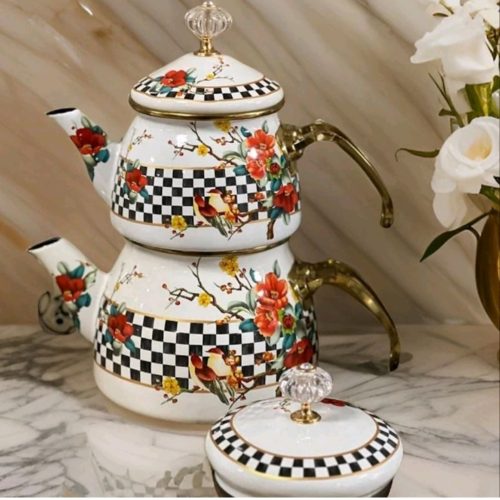 کتری قوری لعابی و استیل قیمت تولیدی