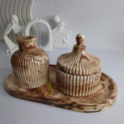 ست دکوری سینی، گلدان و قندان مراکشی