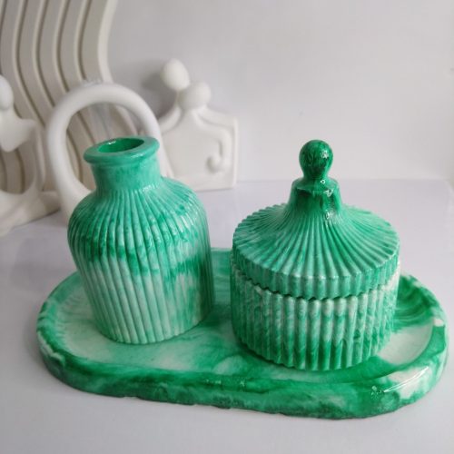 ست دکوری سینی، گلدان و قندان مراکشی