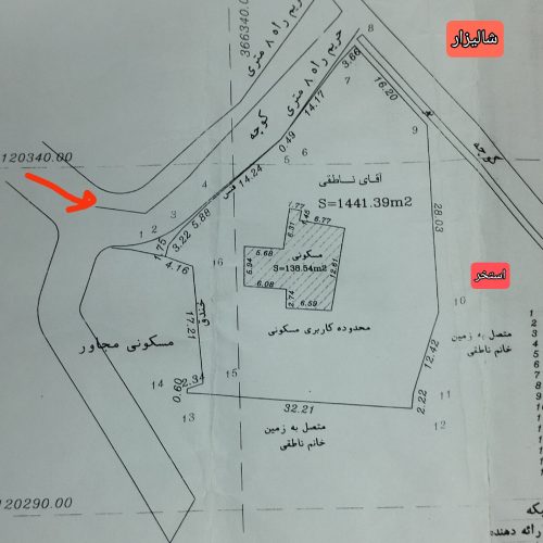 1441متر زمین مسکونی به همراه یک خانه ویلایی با ویو استخر وشالیزار