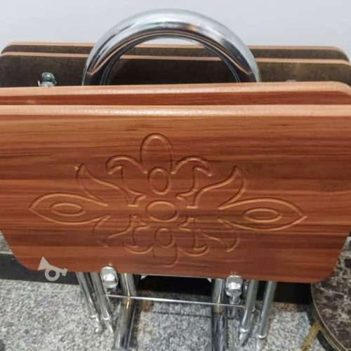 میز عسلی تاشو 4 عددی پایه استیل