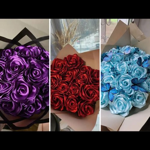 دسته گل روبانی با رنگ های متنوع به دلخواه شما