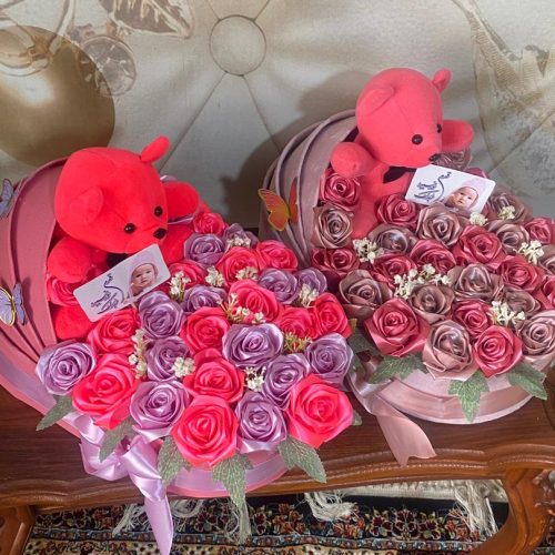 دسته گل روبانی باکس نوزاد