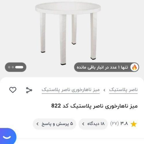 میز پلاستیکی زرد