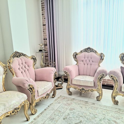 ست کامل مبلمان سلطنتی و میز ناهارخوری چوب گردو