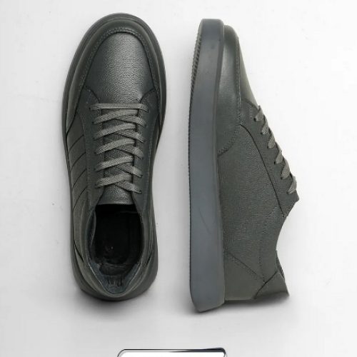 کفش چرم طبیعی ونس کف طبی چرم گاوی خاکستری