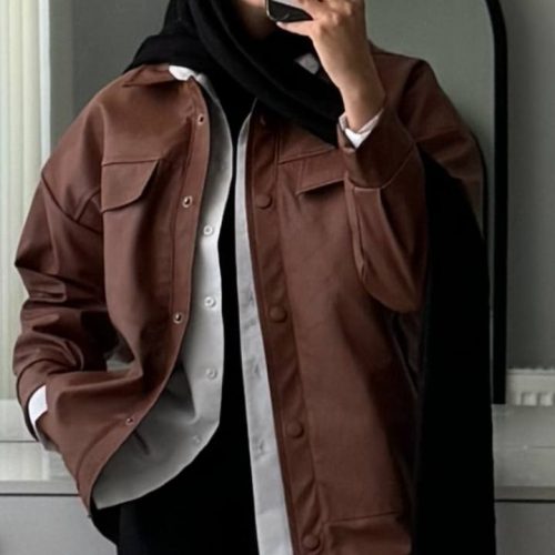 کت چرم قهوه ای