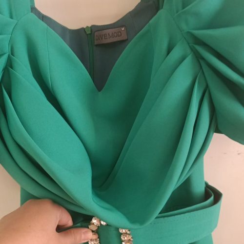 پیراهن مجلسی فیروزه‌ای شیک (فقط 2 3 ساعت پوشیده شده)